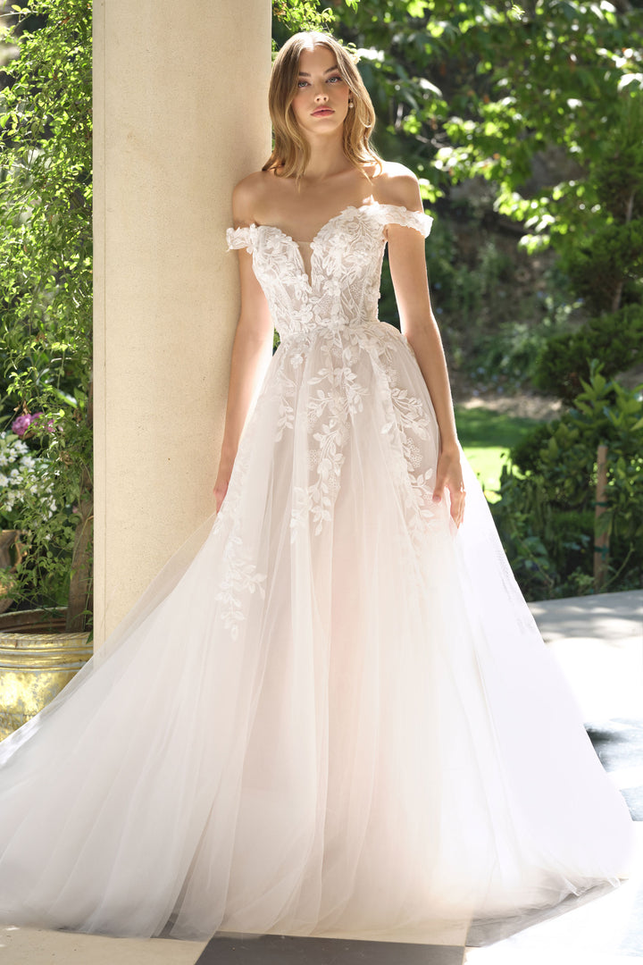 Applique Off Shoulder Bridal Gown by Ladivine WL057