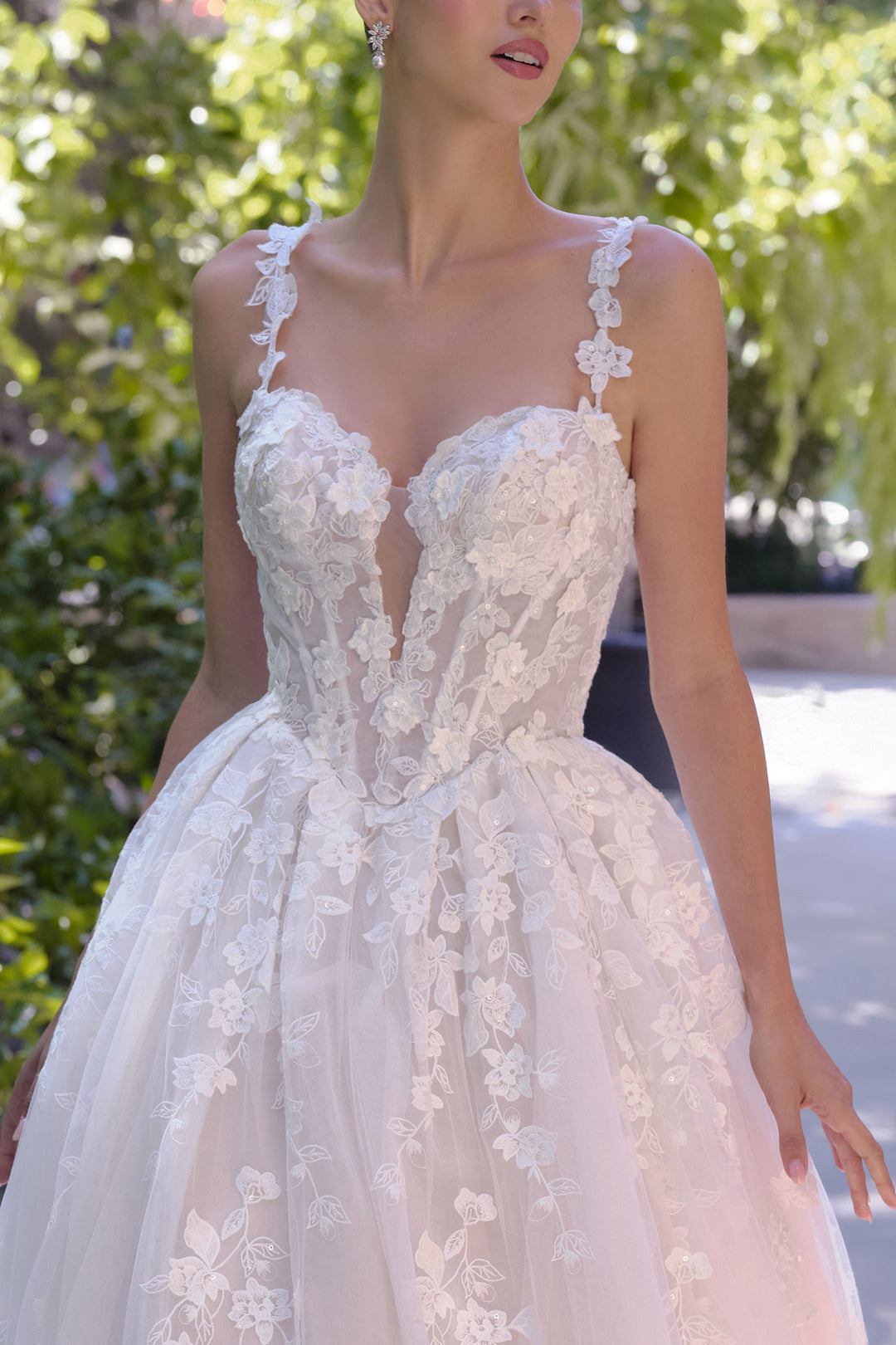 Applique Sleeveless Bridal Gown by Ladivine WL058