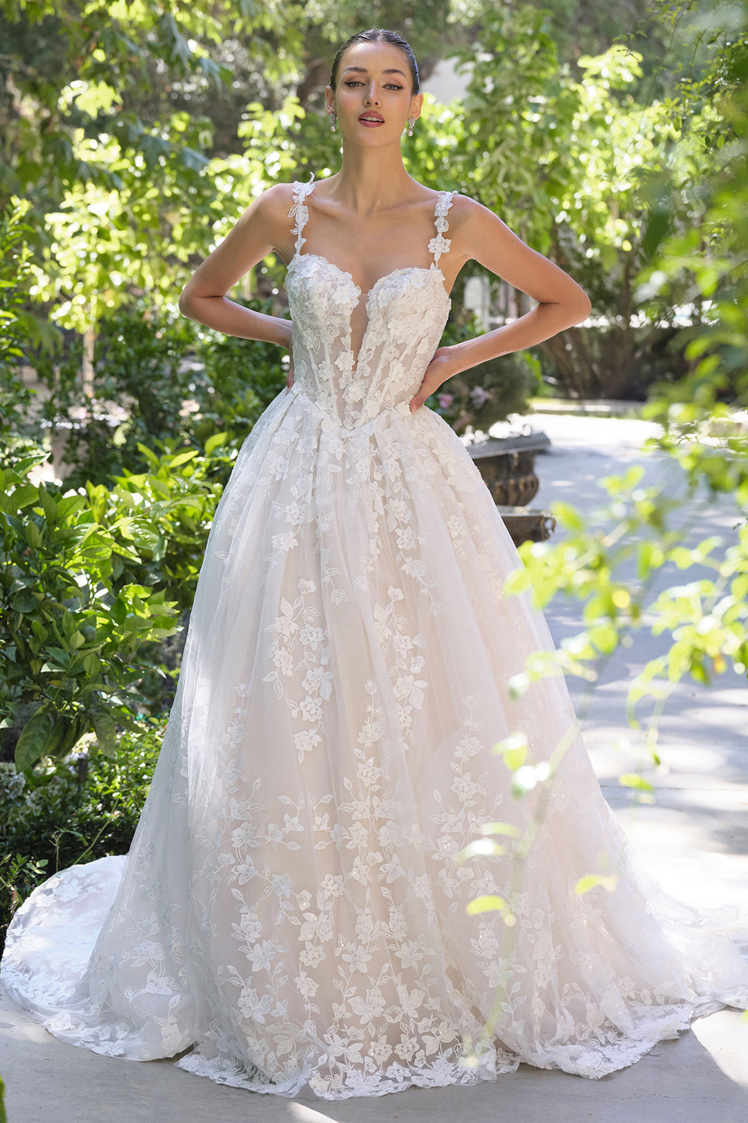 Applique Sleeveless Bridal Gown by Ladivine WL058