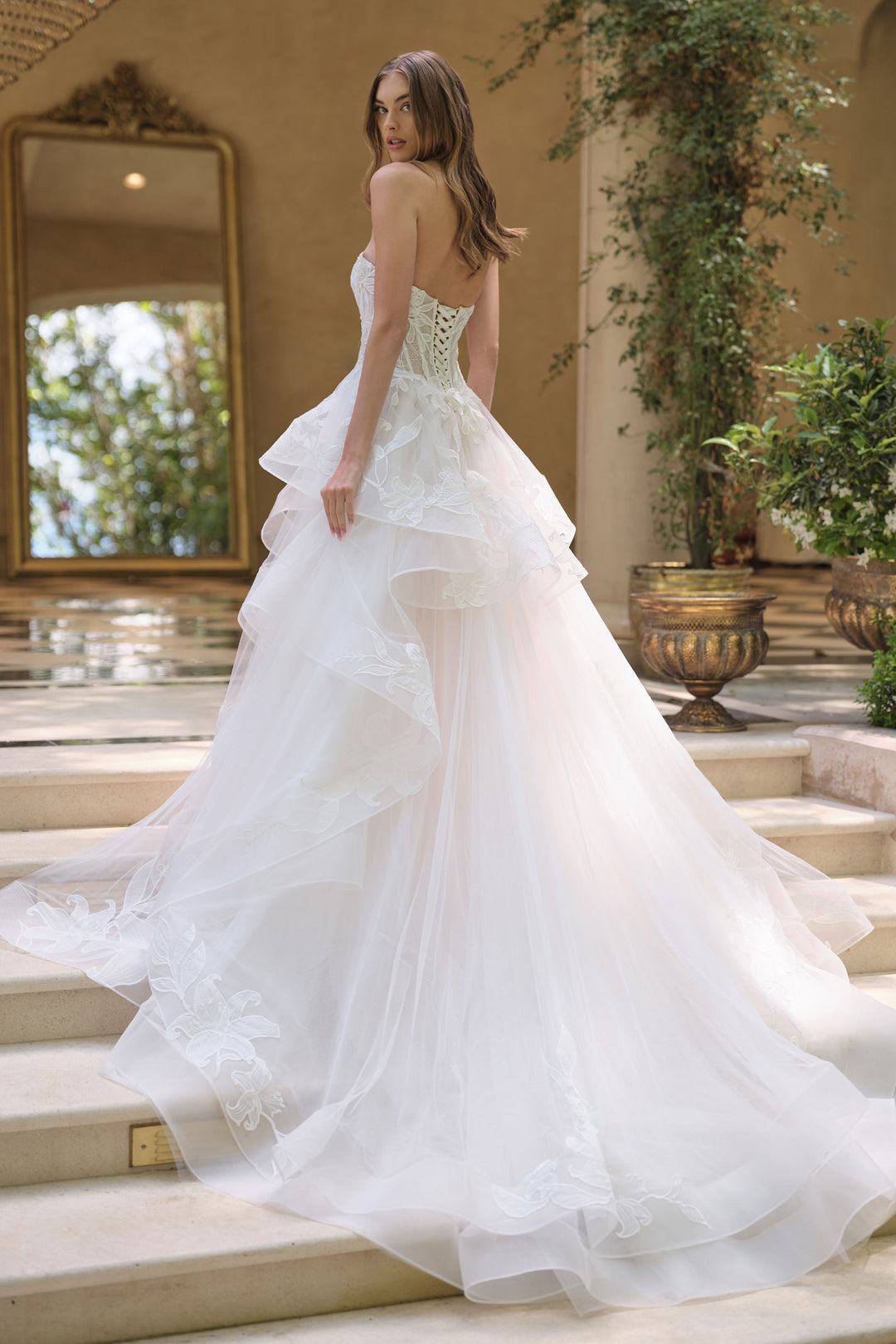 Strapless Ruffled Bridal Gown by Ladivine WL059