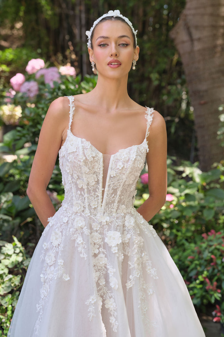 3D Floral V-Neck Bridal Gown by Ladivine WL063