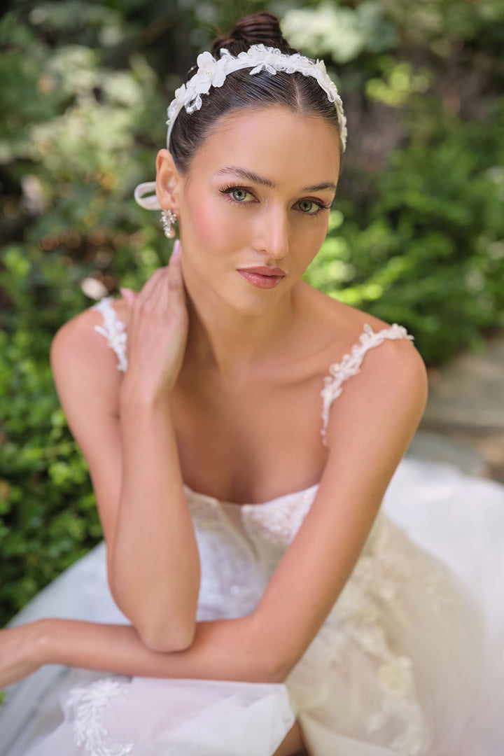 3D Floral V-Neck Bridal Gown by Ladivine WL063
