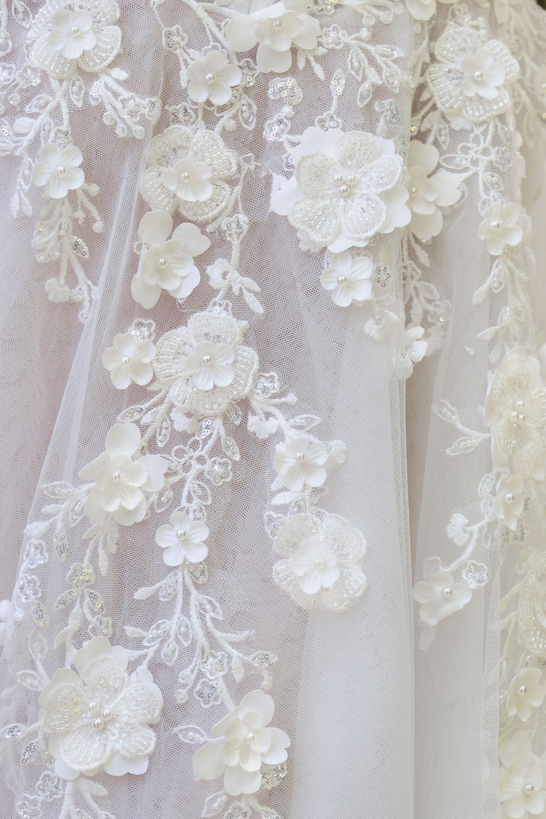 3D Floral V-Neck Bridal Gown by Ladivine WL063