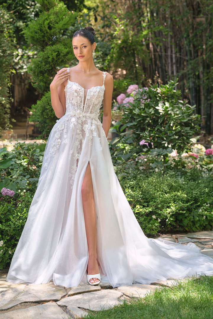 3D Floral V-Neck Bridal Gown by Ladivine WL063