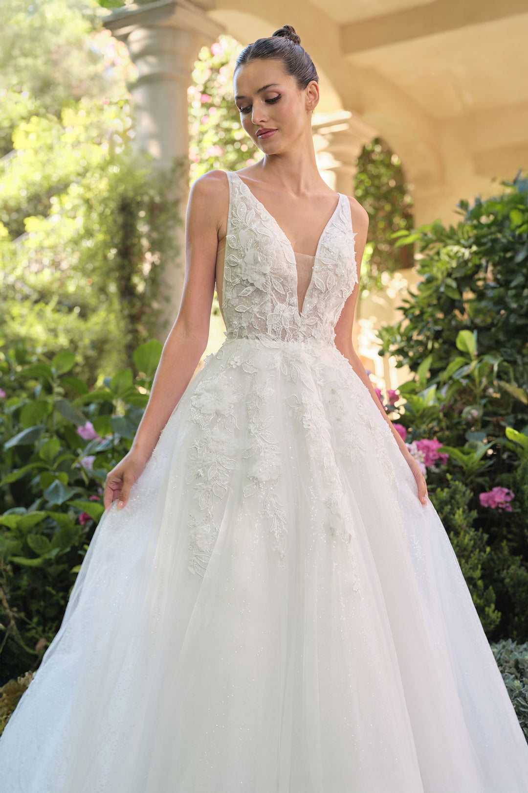Applique V-Neck Bridal Gown by Ladivine WL064
