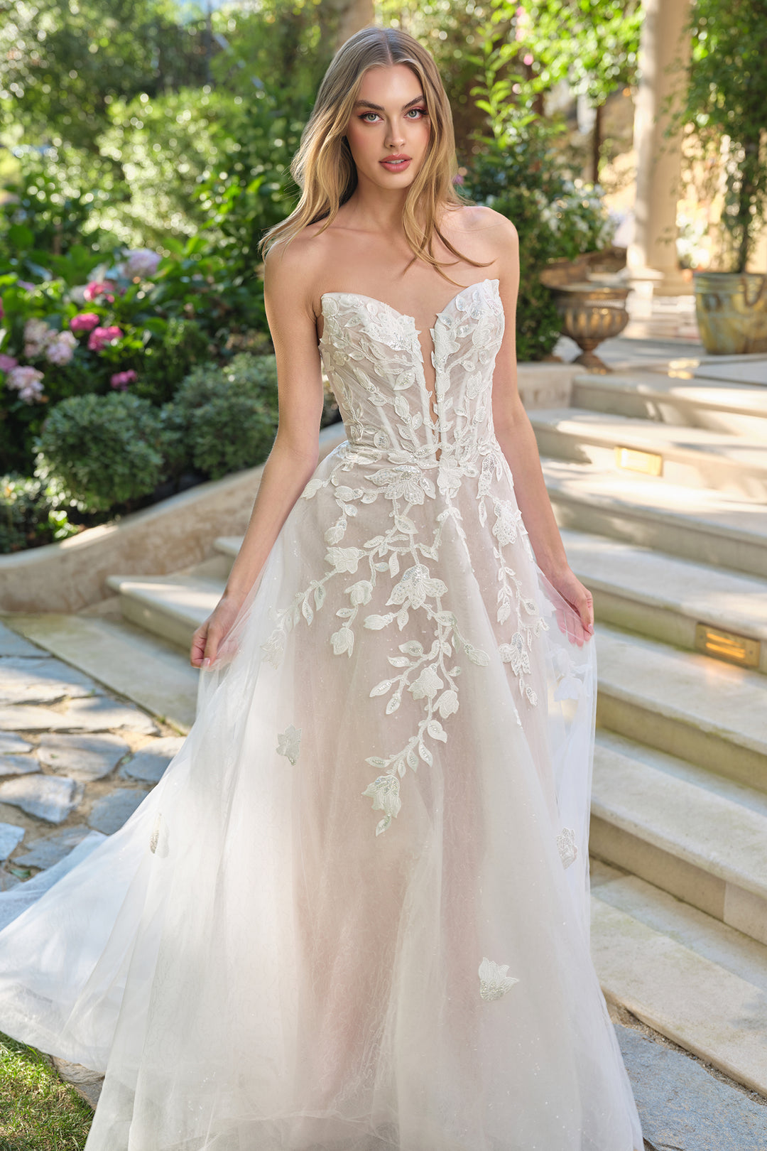 Applique Strapless Bridal Gown by Ladivine WL070