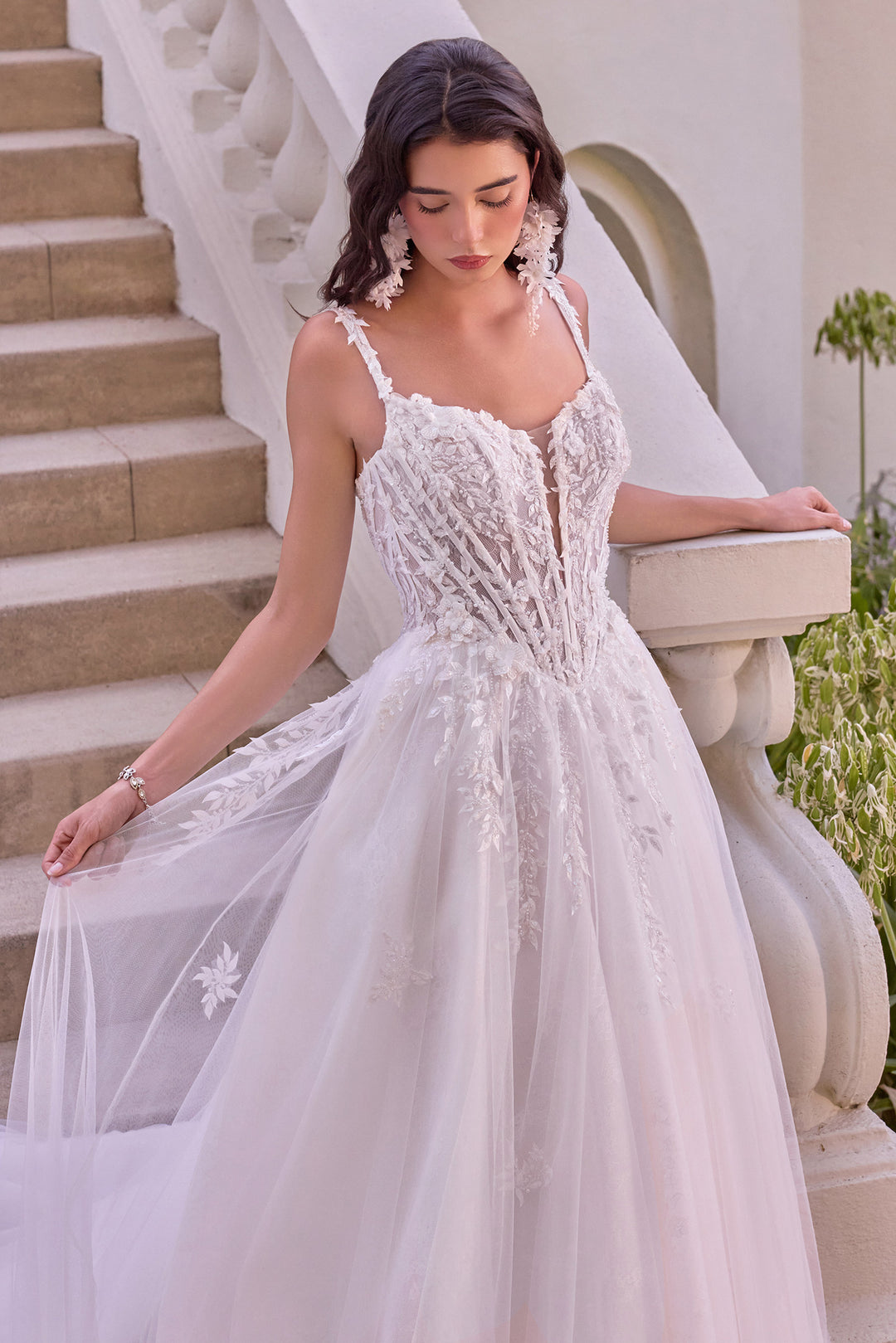 White Applique Sweetheart Gown by Ladivine WL075