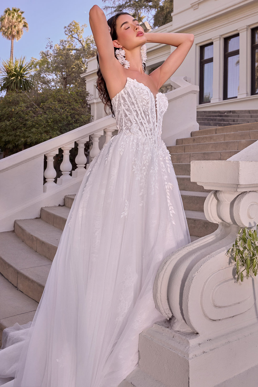 White Applique Sweetheart Gown by Ladivine WL075