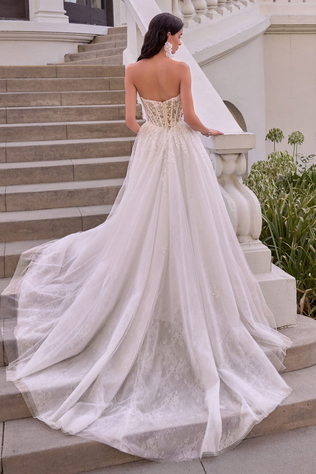 White Applique Sweetheart Gown by Ladivine WL075
