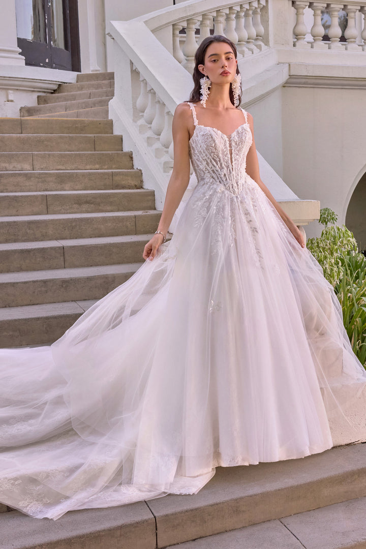 White Applique Sweetheart Gown by Ladivine WL075