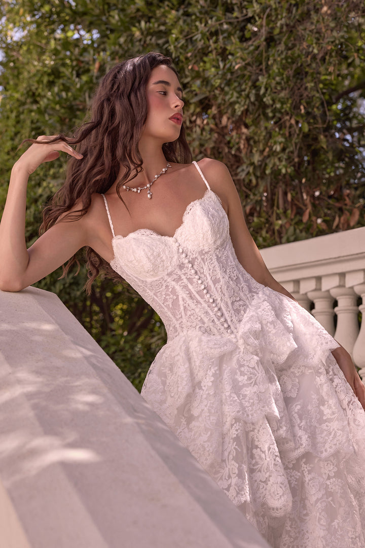 Lace Sleeveless Layered Bridal Gown by Ladivine WL076