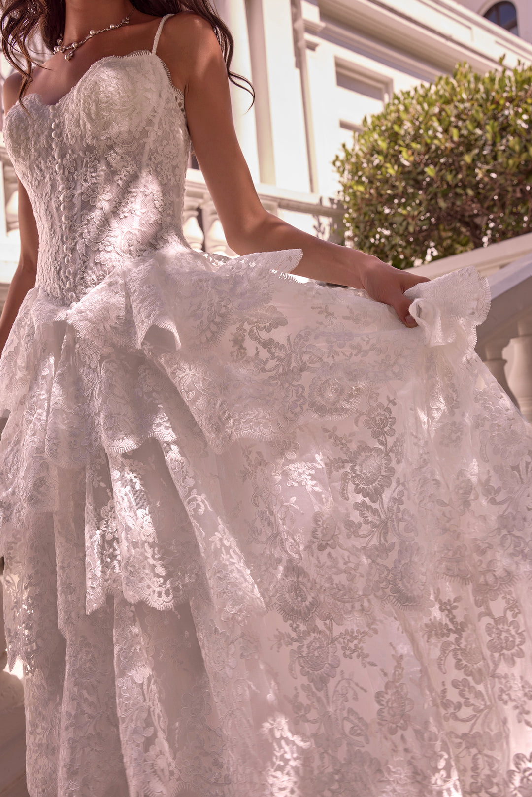 Lace Sleeveless Layered Bridal Gown by Ladivine WL076