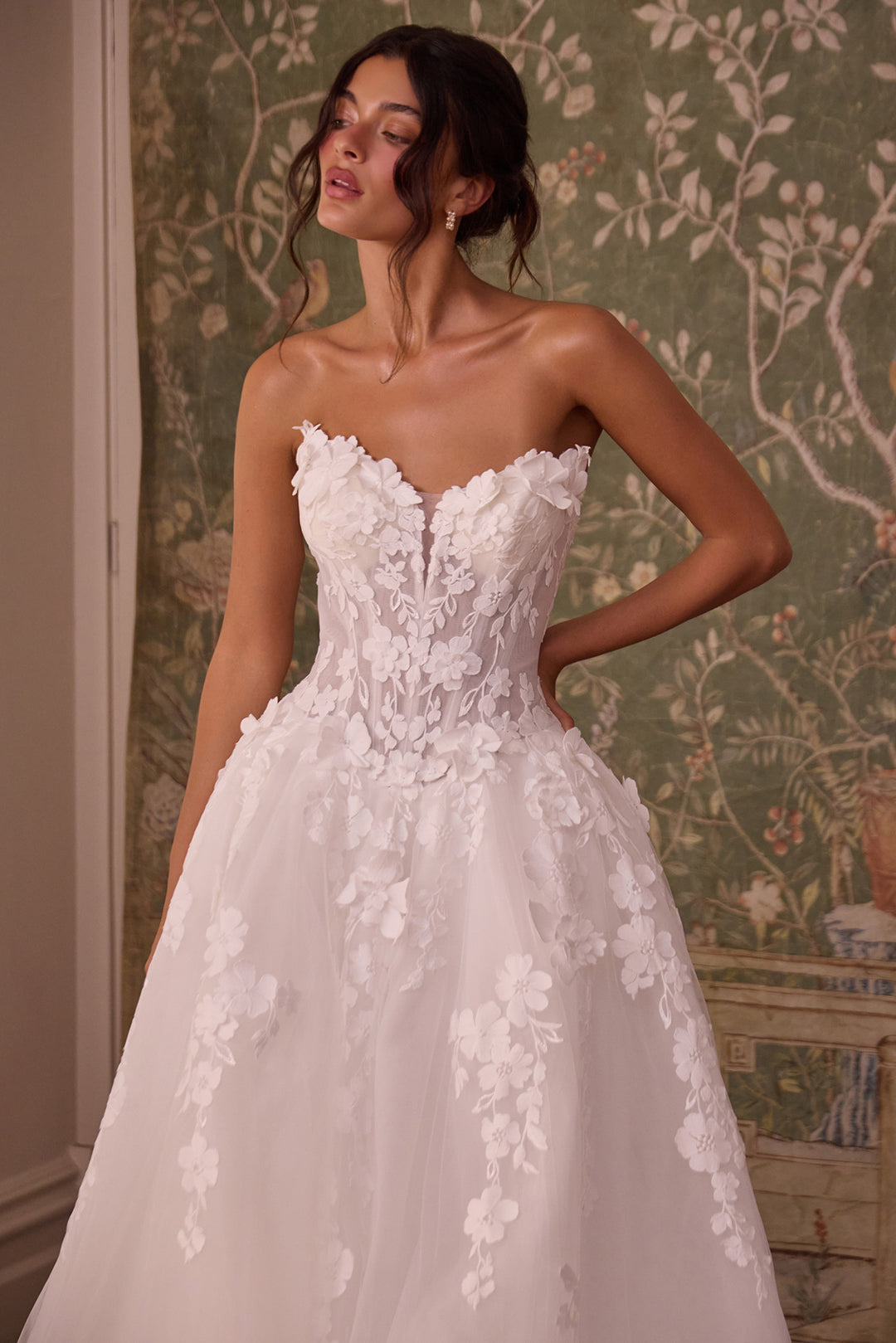Applique Strapless Bridal Gown by Ladivine WL078