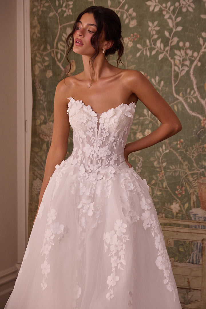 Applique Strapless Bridal Gown by Ladivine WL078