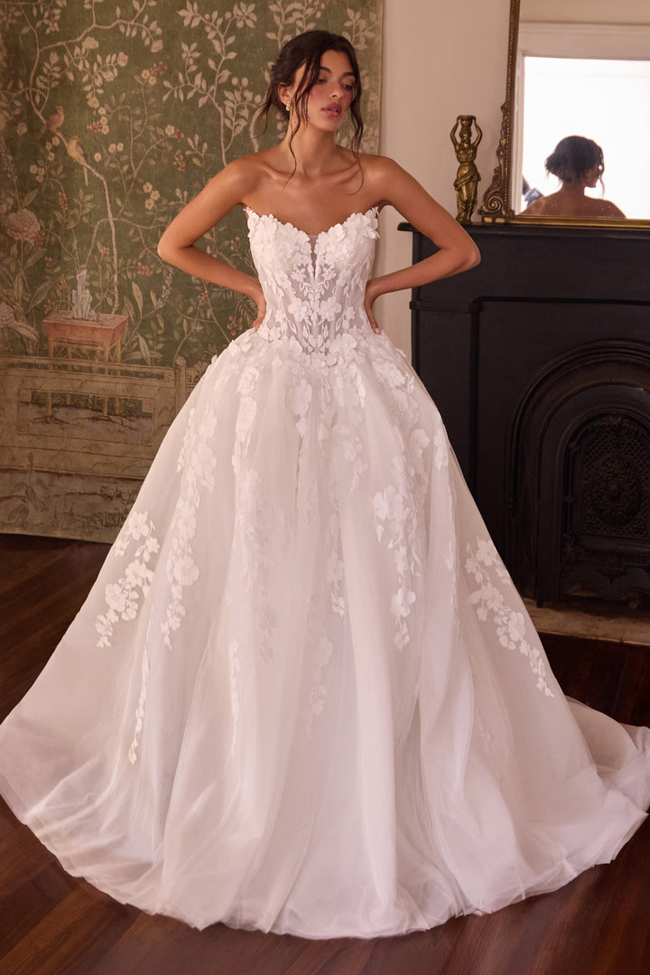 Applique Strapless Bridal Gown by Ladivine WL078