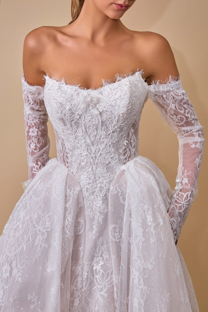 Lace Long Sleeve Bridal Gown by Ladivine WL079