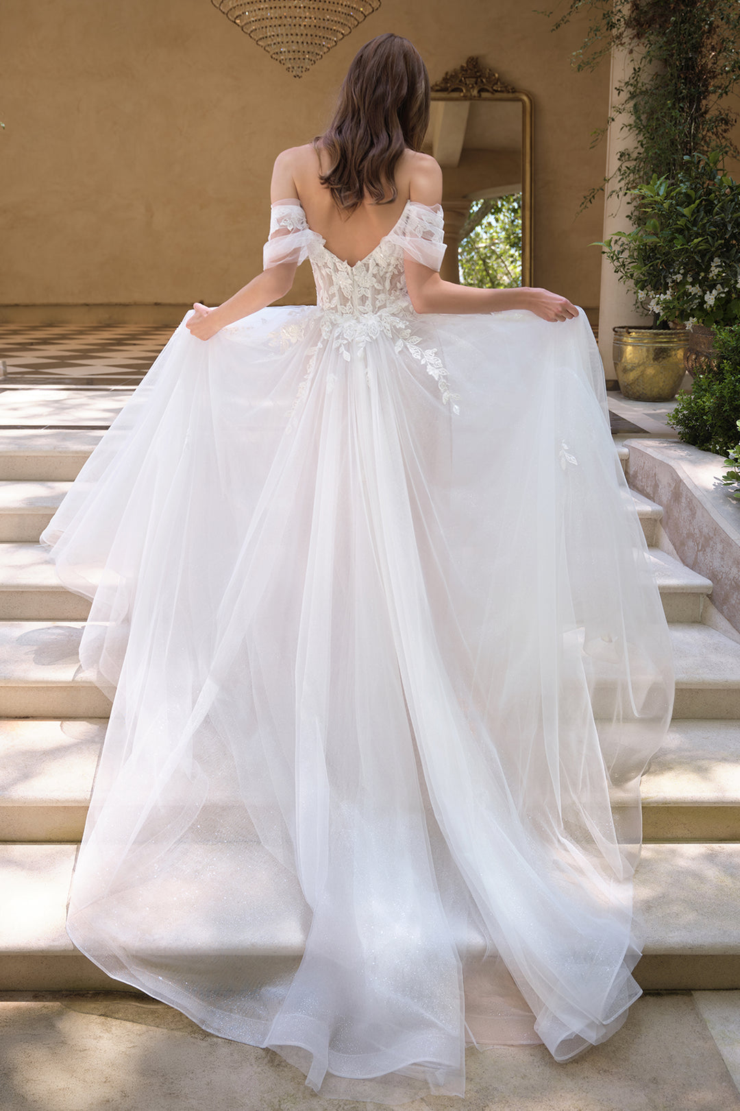 Applique Off Shoulder Bridal Gown by Ladivine WL089