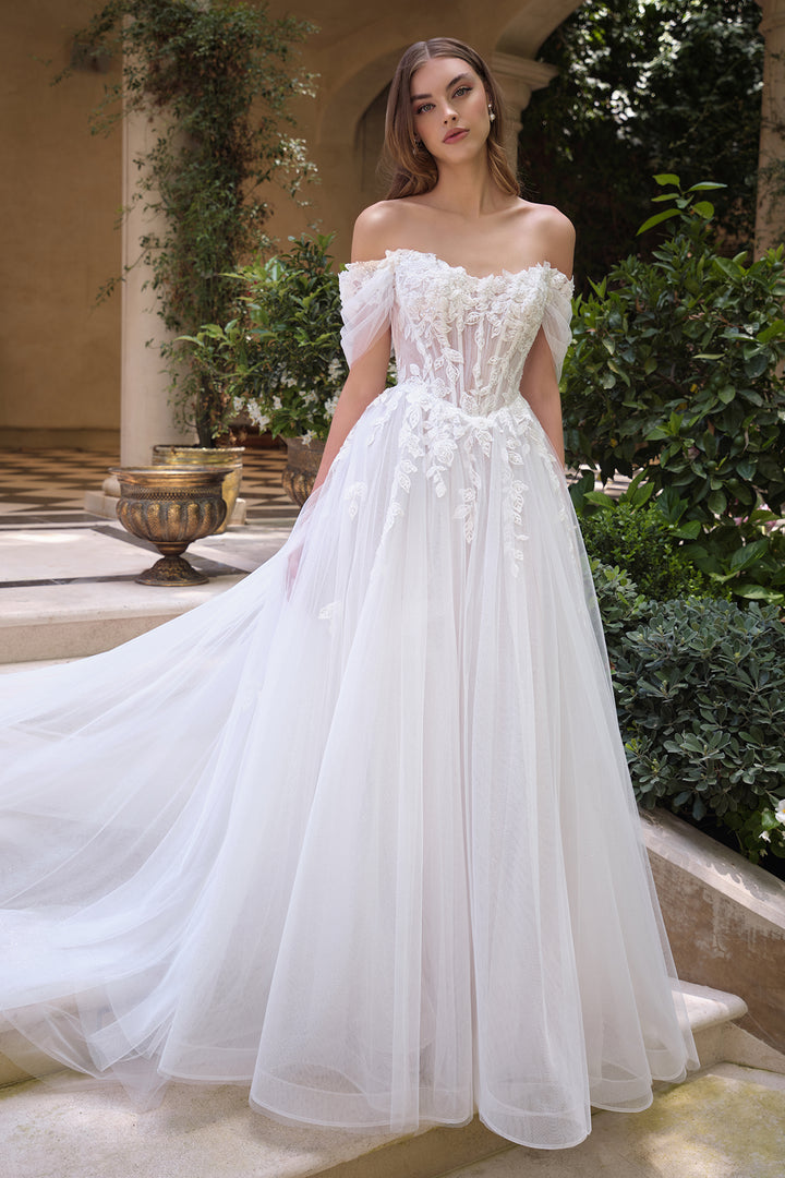 Applique Off Shoulder Bridal Gown by Ladivine WL089