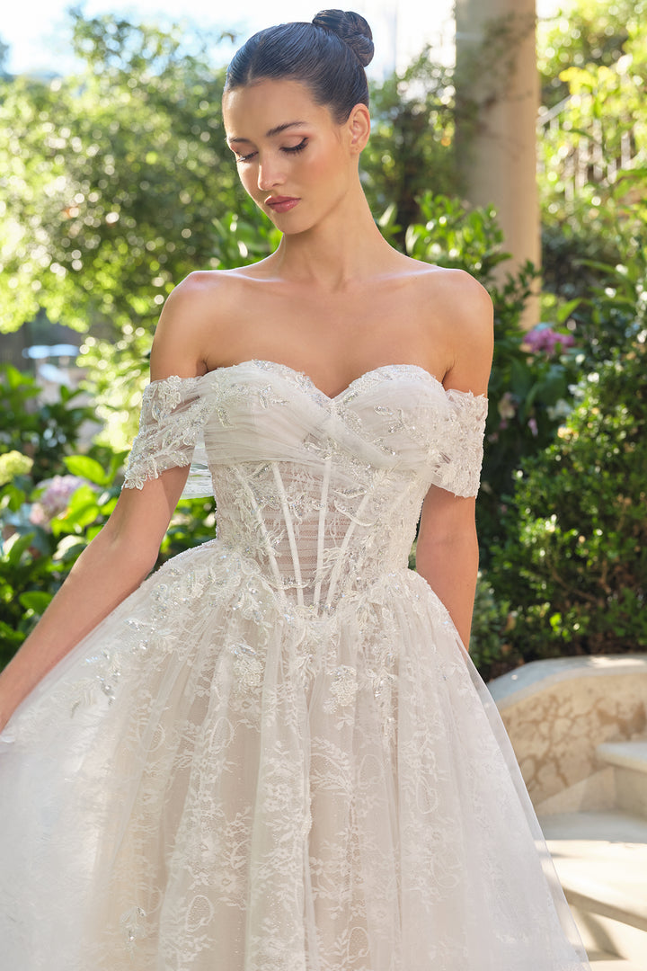 Lace Off Shoulder Bridal Gown by Ladivine WL090