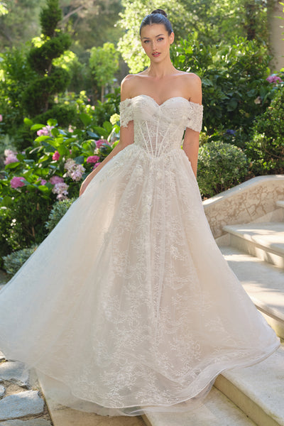 Lace Off Shoulder Bridal Gown by Ladivine WL090 – ABC Fashion