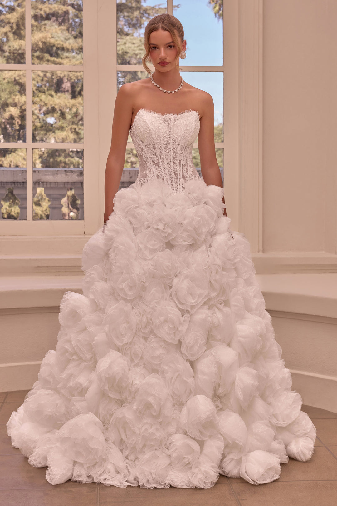 Lace Strapless Rosette Bridal Gown by Ladivine WL092