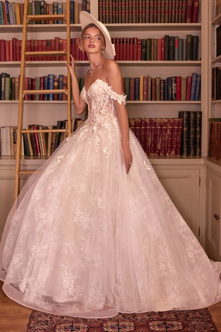 3D Floral Off Shoulder Bridal Gown by Ladivine WL093