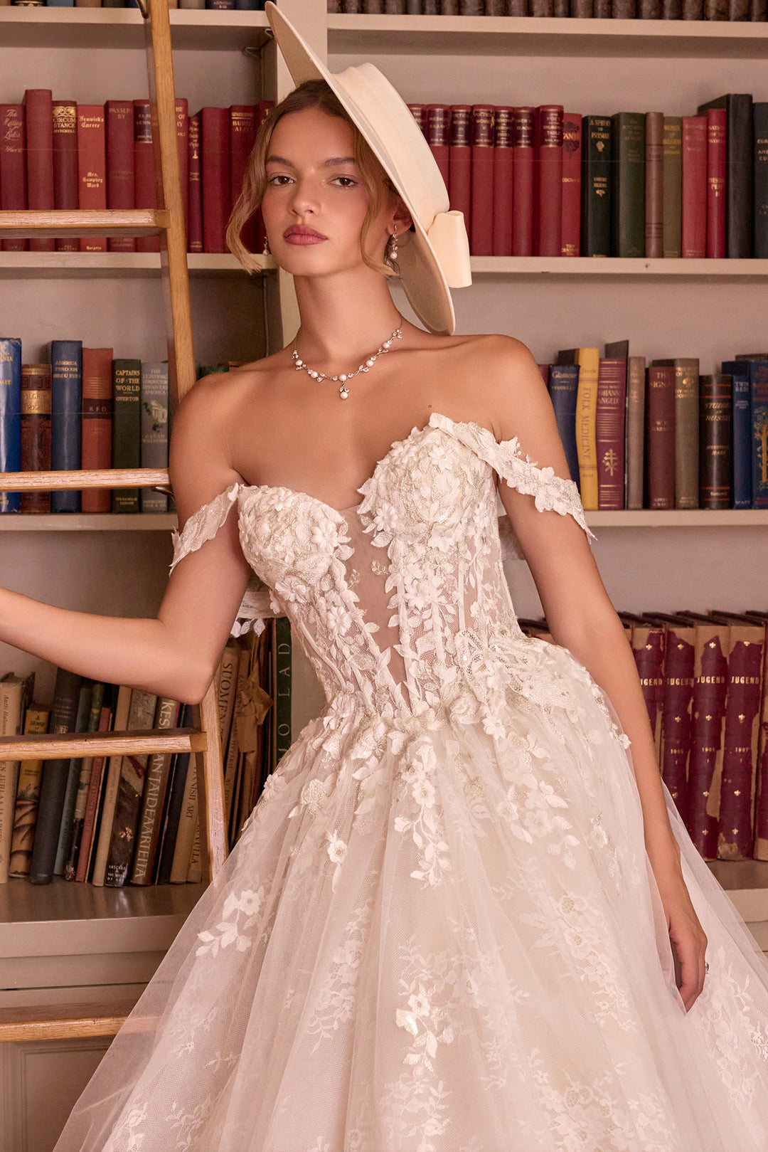 3D Floral Off Shoulder Bridal Gown by Ladivine WL093