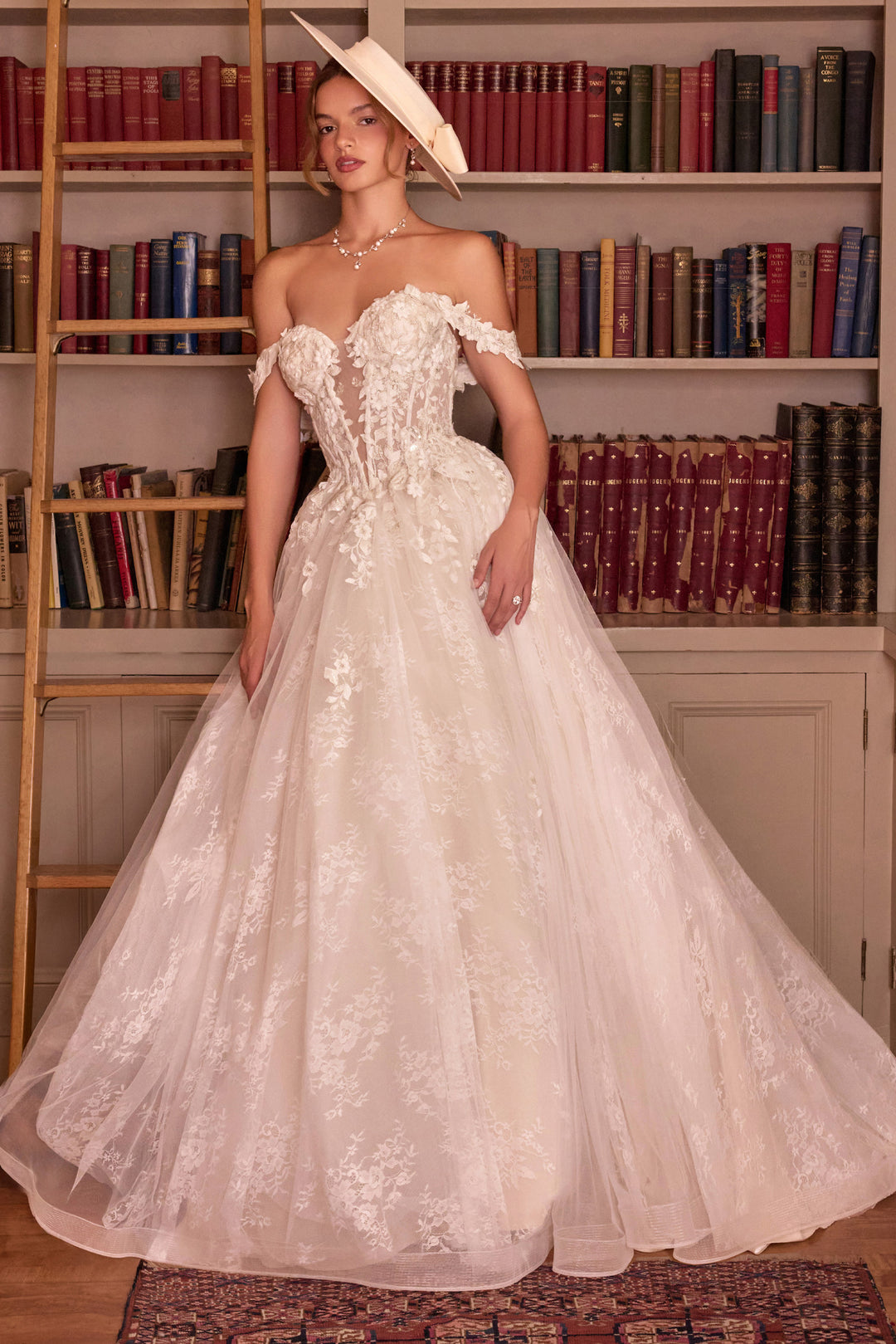 3D Floral Off Shoulder Bridal Gown by Ladivine WL093