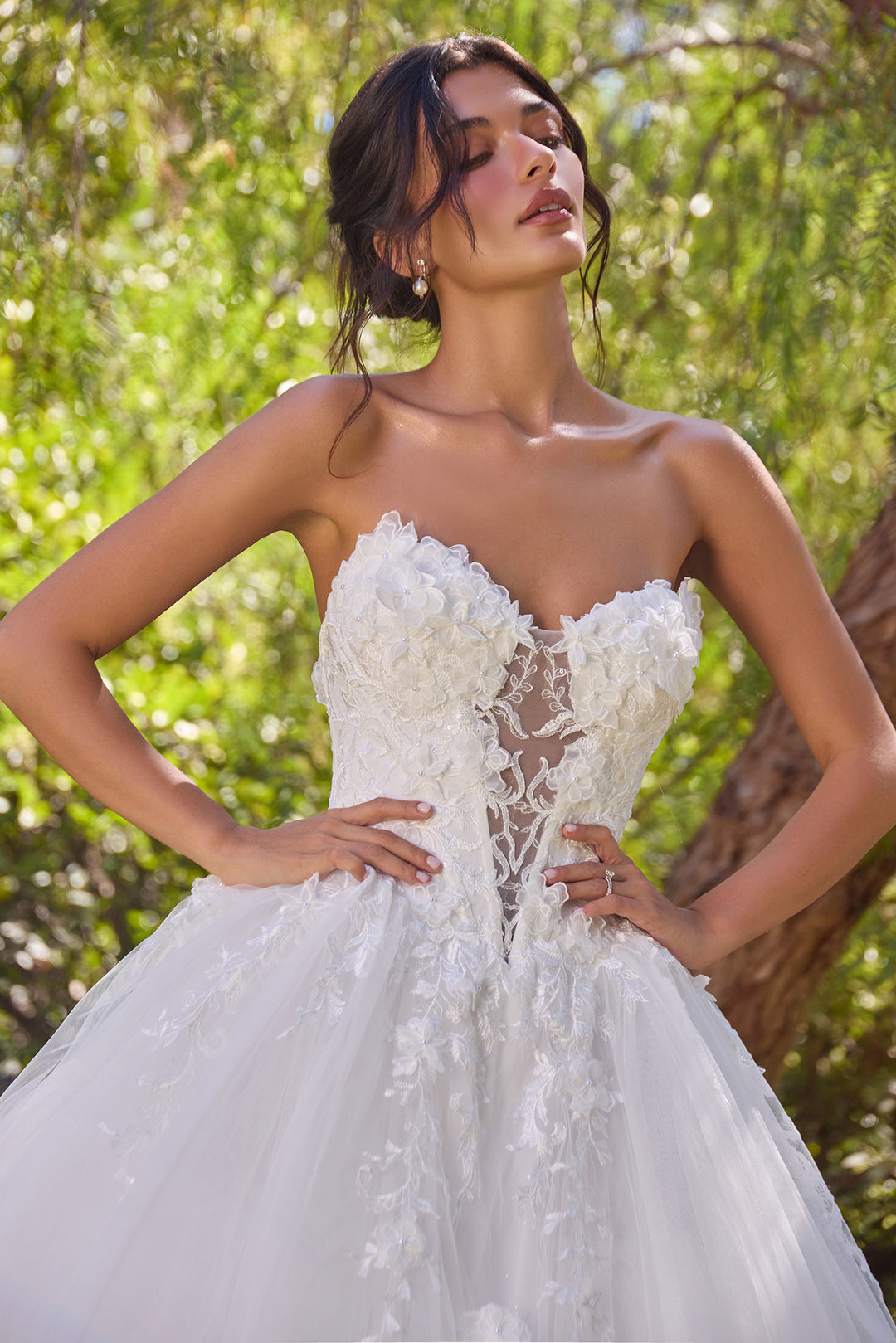 3D Floral Strapless Bridal Gown by Ladivine WL094