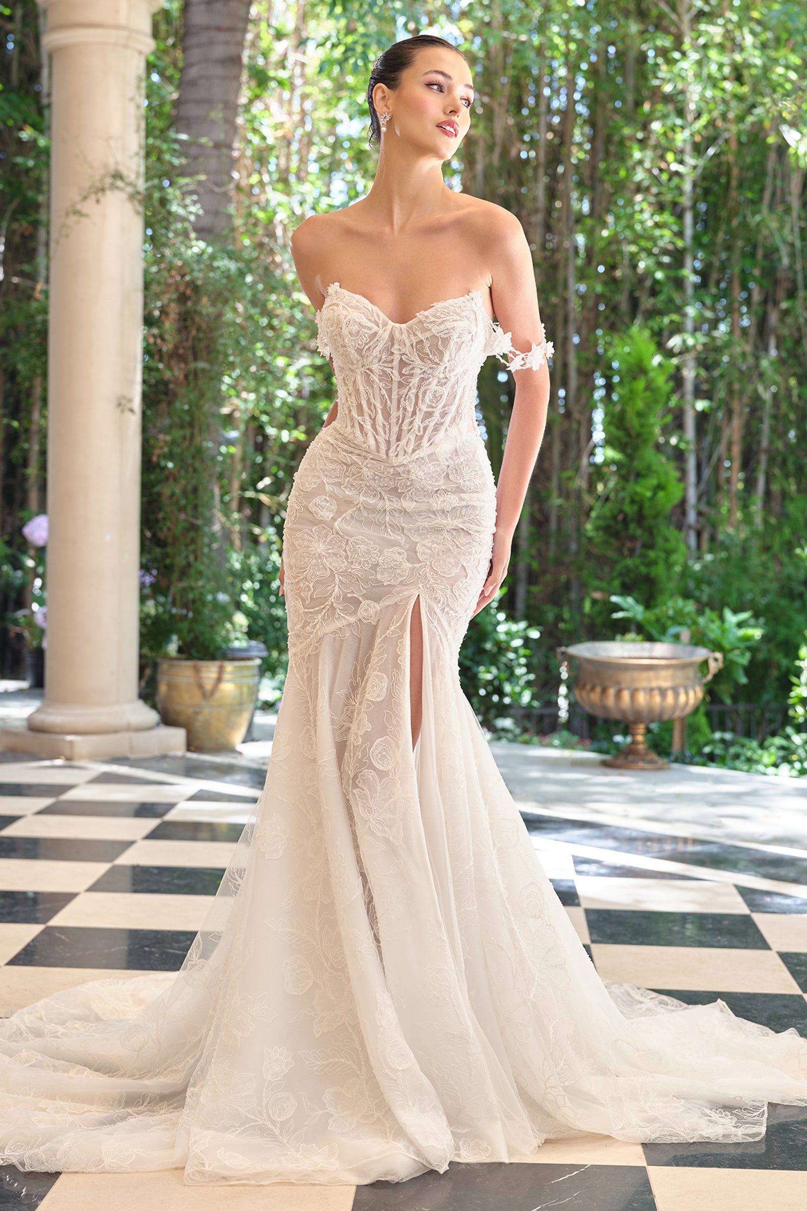 Fitted Off Shoulder Bridal Gown by Ladivine WL099 – ABC Fashion