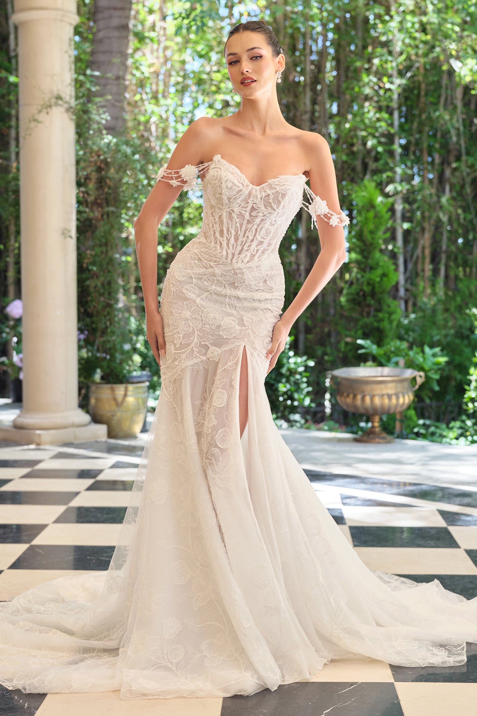 Fitted Off Shoulder Bridal Gown by Ladivine WL099 – ABC Fashion