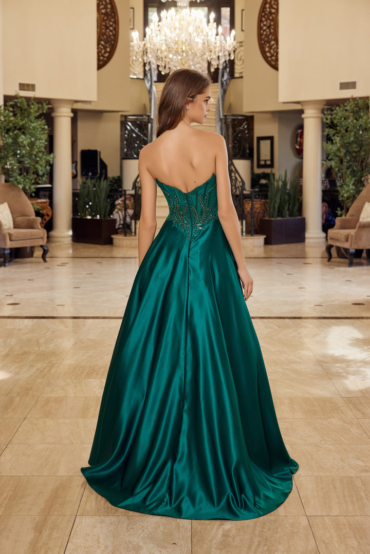 Satin Strapless A-line Gown by Nox Anabel Y1798