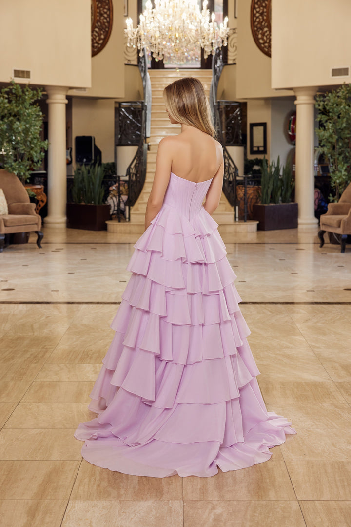 Strapless A-line Layered Gown by Nox Anabel Y1806