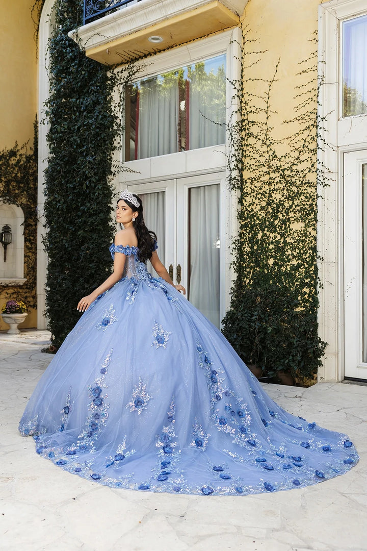 3D Floral Off Shoulder Ball Gown by May Queen LK262