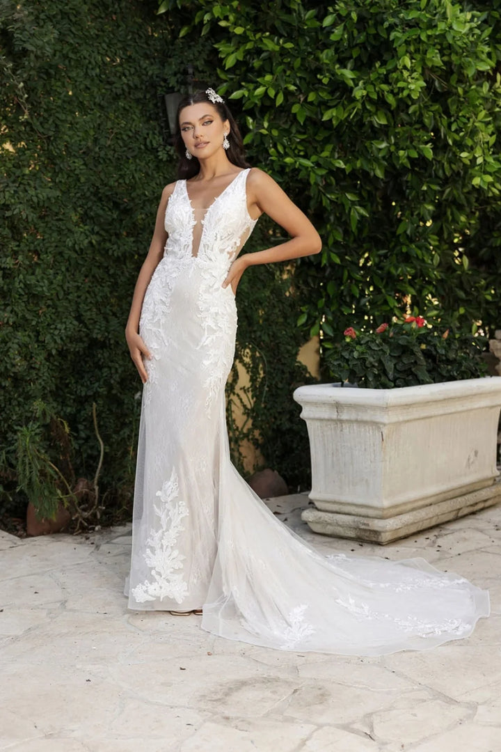 Applique V-Neck Bridal Gown by May Queen RQ8147
