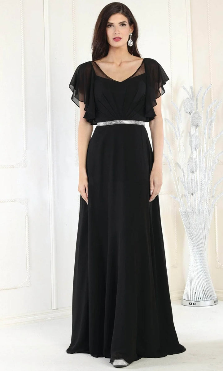 Short Flutter Sleeve A-line Gown by May Queen MQ1972