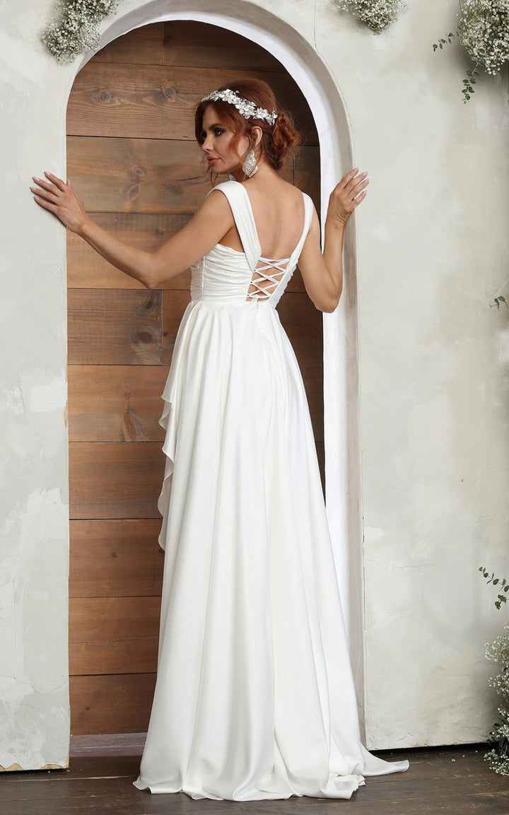 Taffeta Off Shoulder Slit Gown by May Queen MQ2056