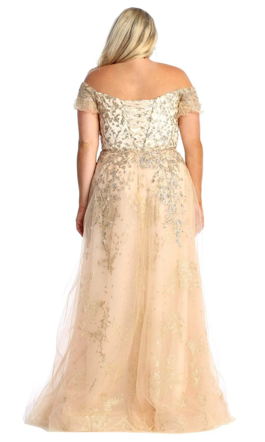 Applique Off Shoulder Gown by May Queen MQ1867