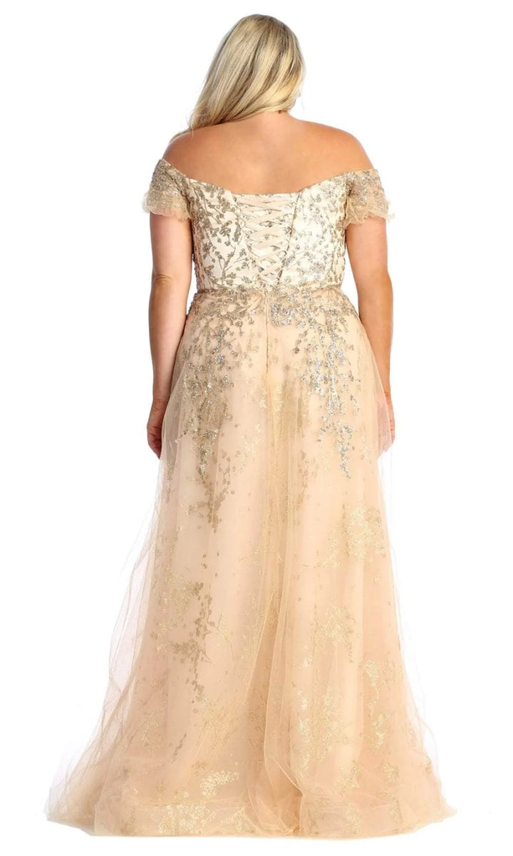 Applique Off Shoulder Gown by May Queen MQ1867