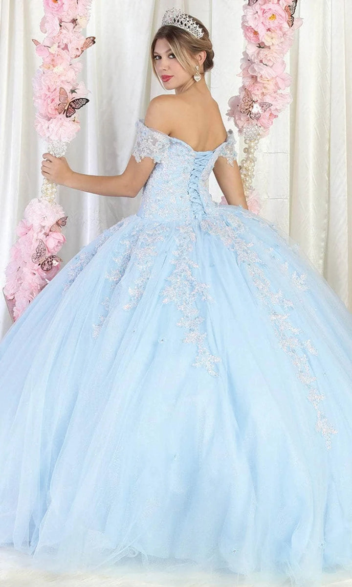 Off Shoulder Bell Sleeve Ball Gown by May Queen LK187