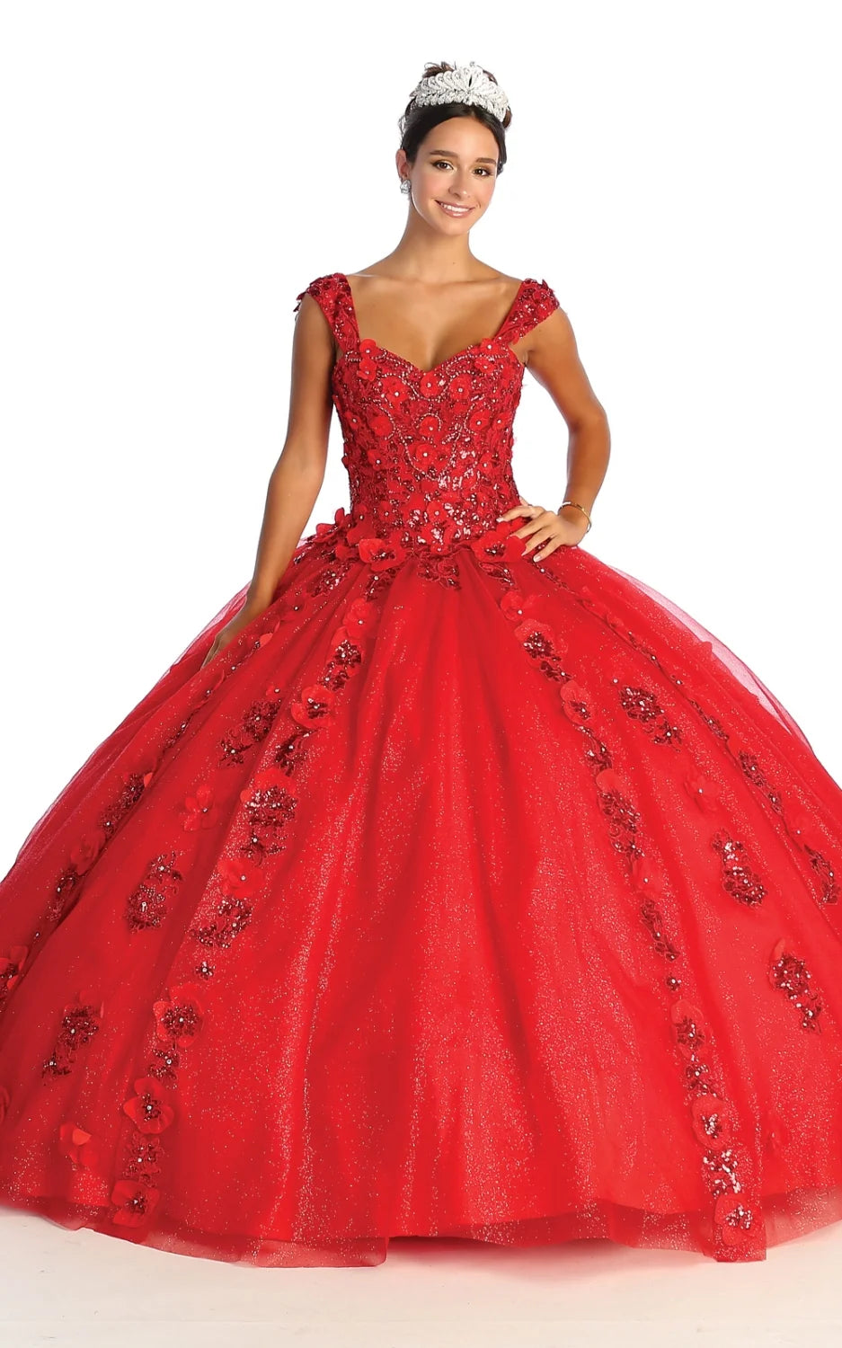 3D Floral Sleeveless Ball Gown by May Queen LK171
