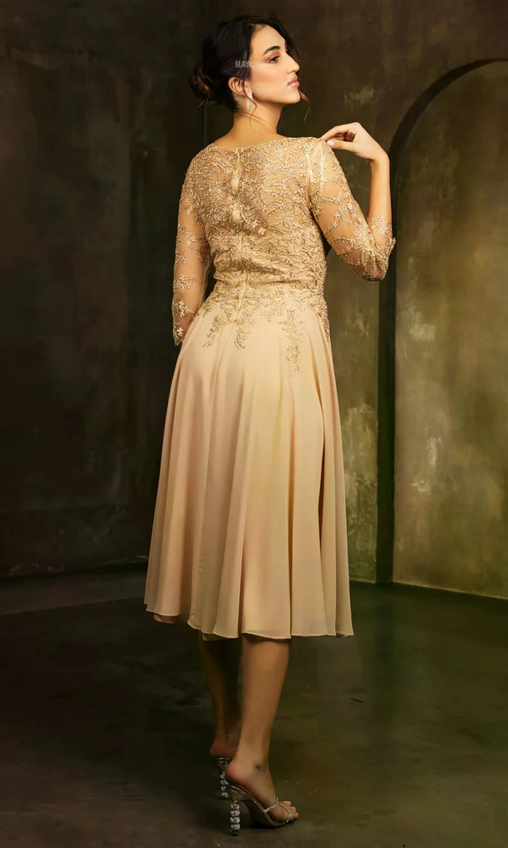 3/4 Sleeve Tea Length Dress by May Queen MQ2108