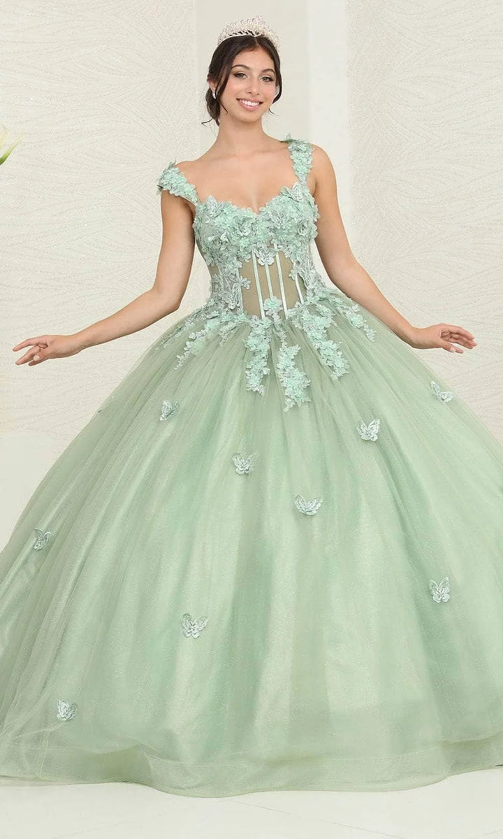 3D Butterfly Sleeveless Ball Gown by May Queen LK242