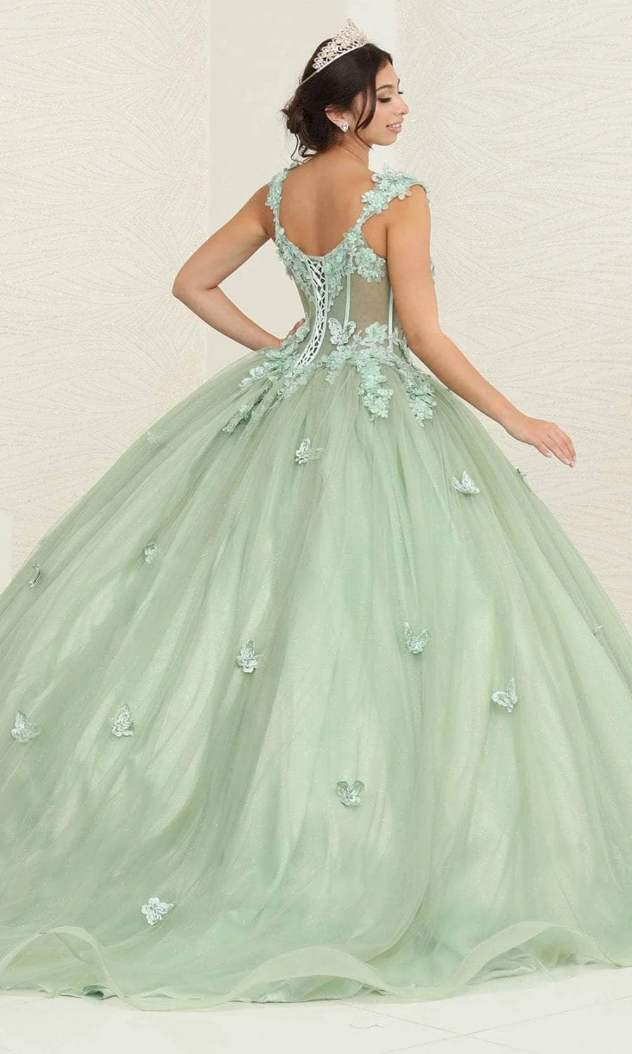 3D Butterfly Sleeveless Ball Gown by May Queen LK242