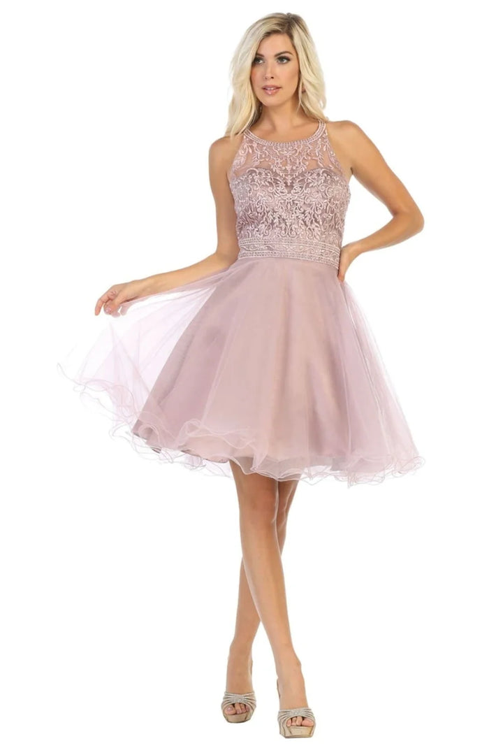 Short Sleeveless Ruffled Dress by May Queen MQ1658