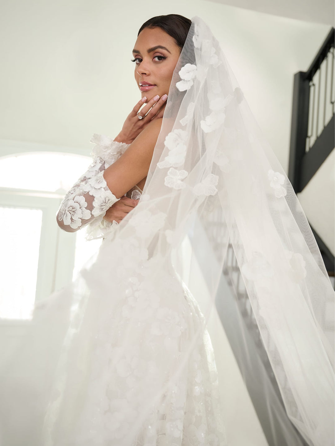Allover Lace A-line Bridal Slit Gown by Adrianna Papell 31297