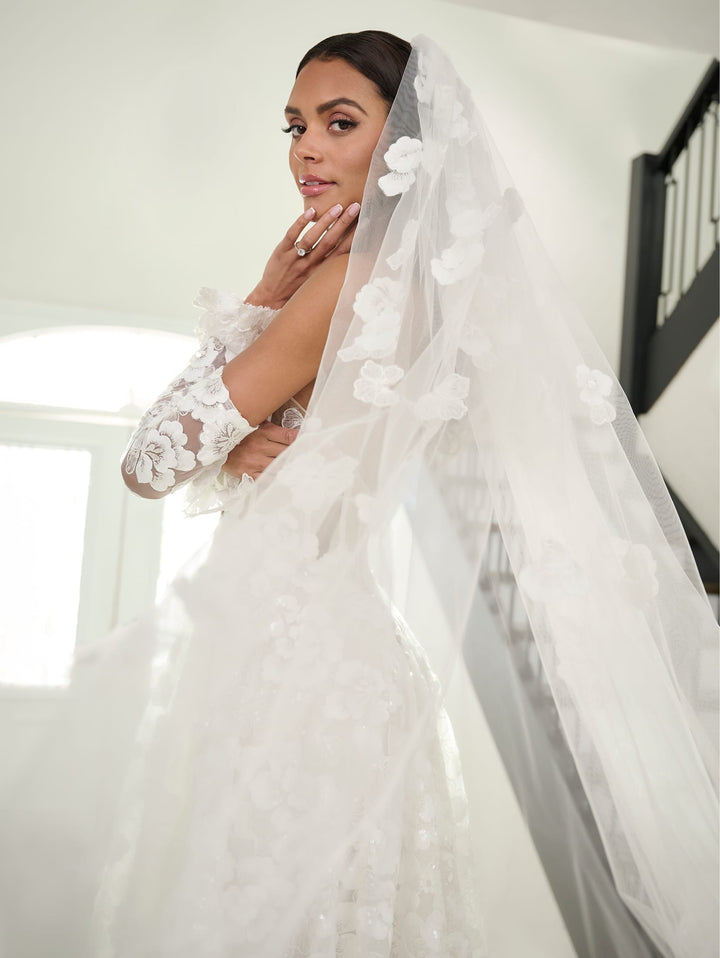 Allover Lace A-line Bridal Slit Gown by Adrianna Papell 31297