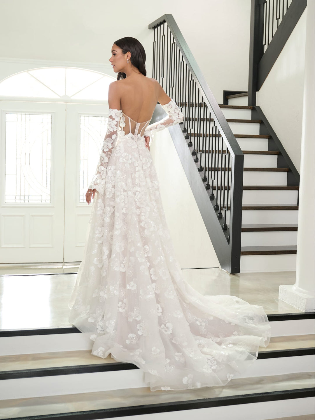 Allover Lace A-line Bridal Slit Gown by Adrianna Papell 31297