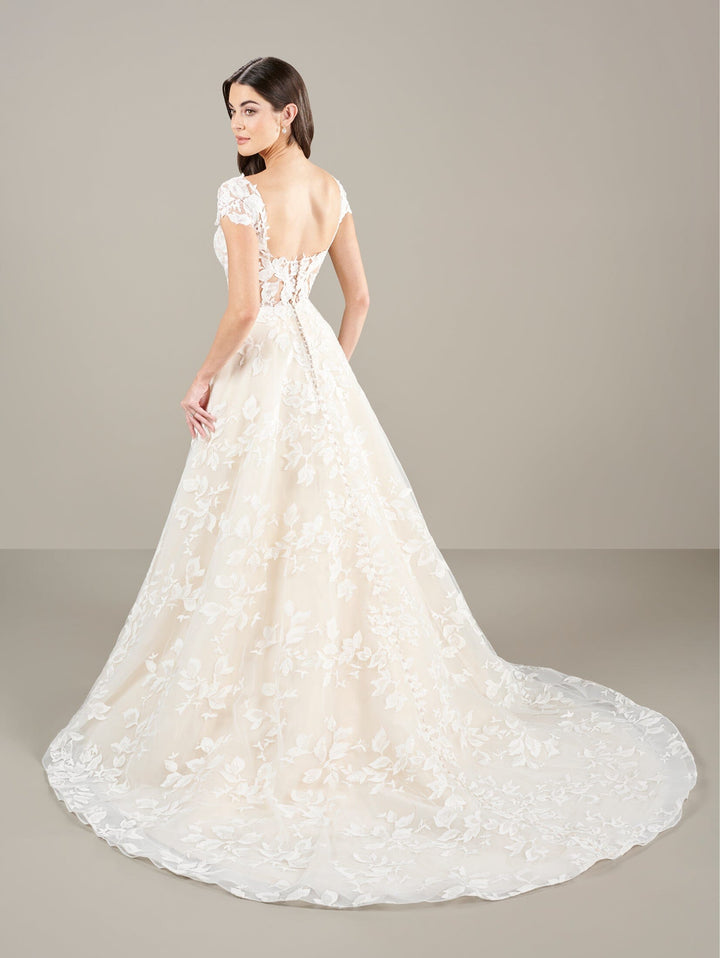 Applique Cap Sleeve Bridal Ball Gown by Adrianna Papell 31282