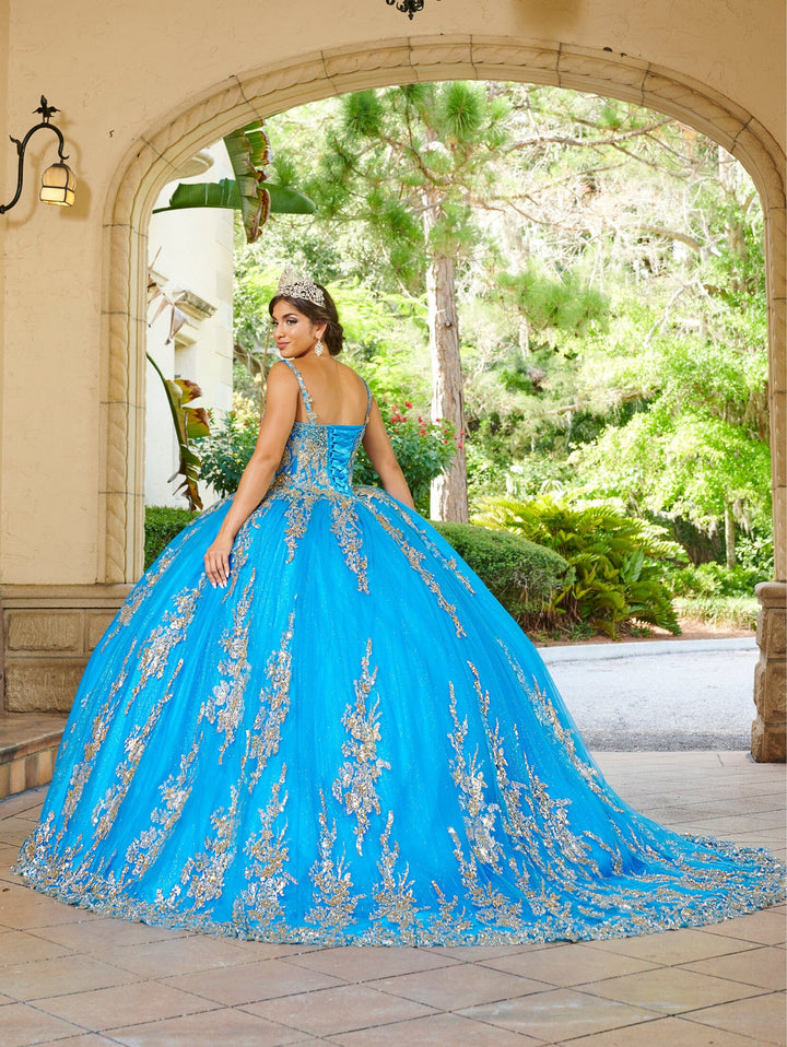 Applique Cape Quinceanera Dress by House of Wu 26083